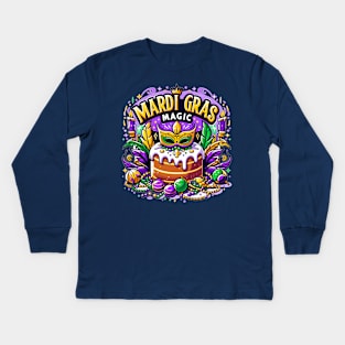 Mardi Gras Magic King Cake Design Kids Long Sleeve T-Shirt